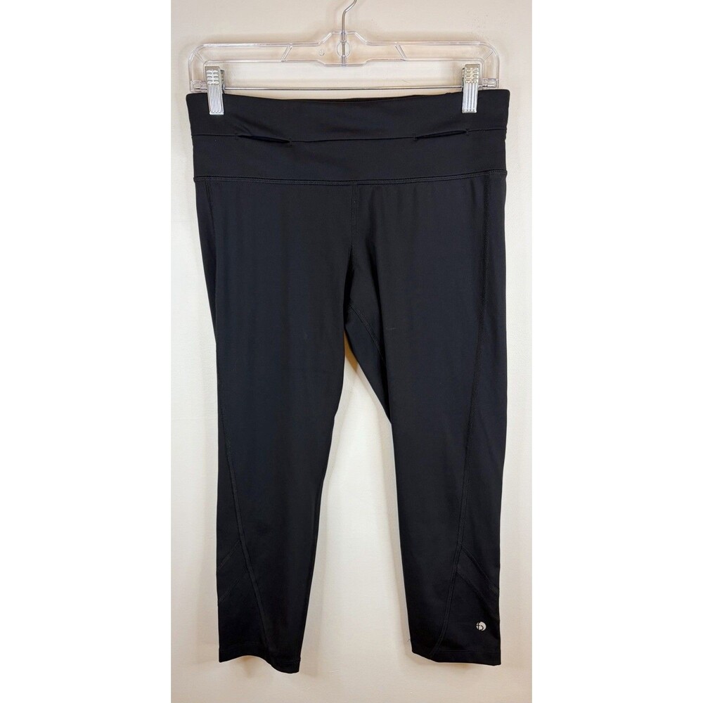 FLIPBELT Women's Classic Black Running Crops Leggings Medium Pockets Midrise Gym